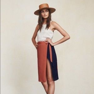 Reformation Alyssa Colorblock Wrap Skirt